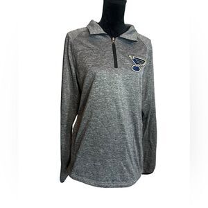 NHL ST LOUIS BLUES HOCKEY QUARTER ZIP LONG SLEEVE GRAY MENS PULLOVER SIZE SMALL‎